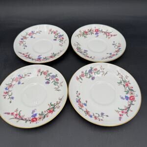 Vintage Saucers by Wedgwood in Devon Sprays Bone China Set of 4